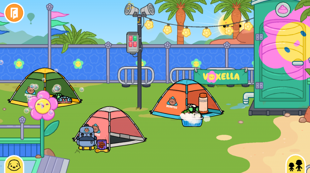 Место для отдыха с палатками фестиваль Voxella в Toca Life World