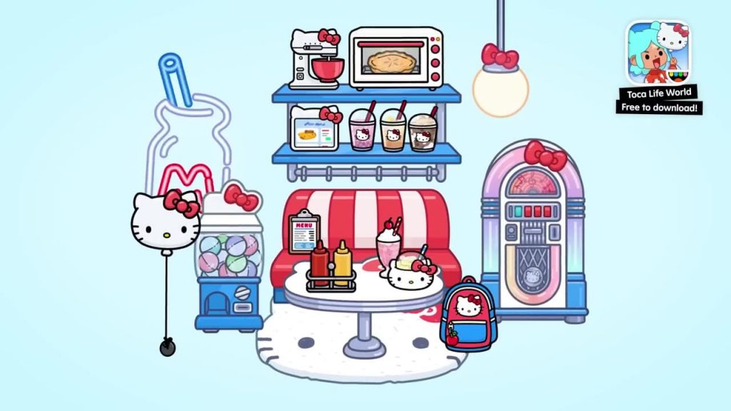 Мебель и предметы для ретро-закусочной из пака Hello Kitty